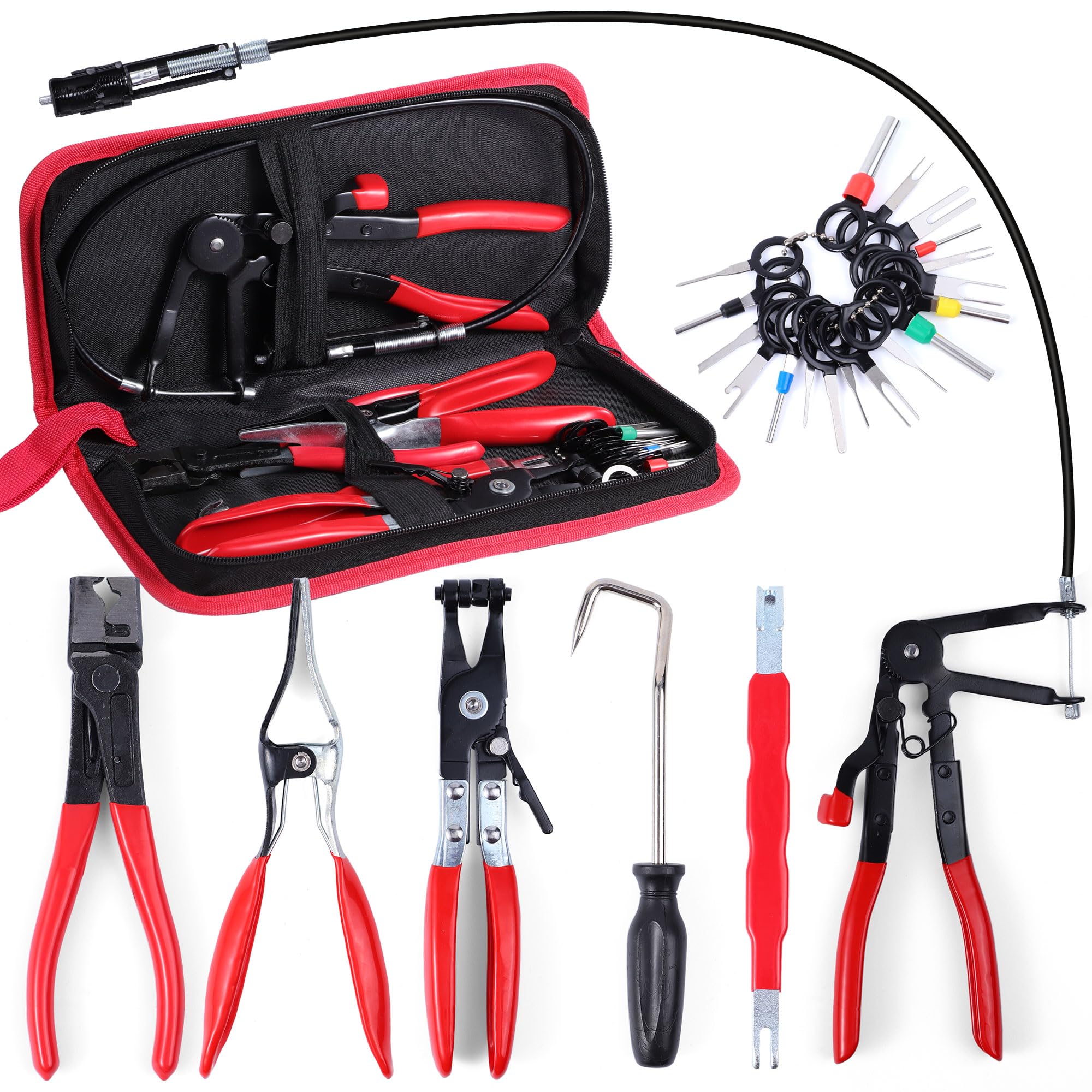 6-Piece Hose Clamp Pliers Set - Automotive Hose Clamp Removal Tool Kit for Coola
