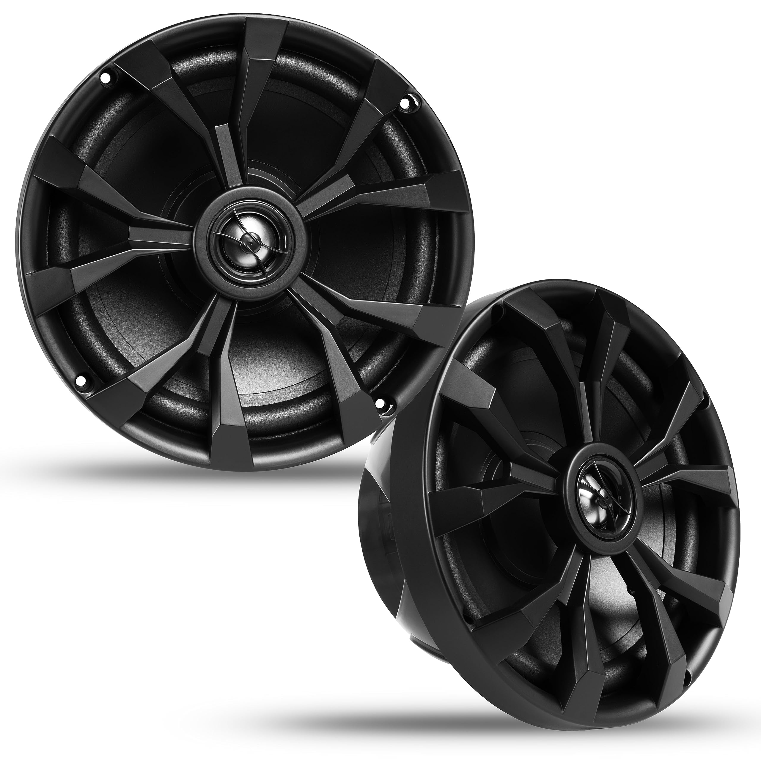 BELVA BBMS8B 8” 2-Way 500W Peak (250W RMS) Black Marine Coaxial Speakers for Mar