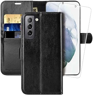 MONASAY Wallet Case Compatible for Galaxy S22+Plus 5G, 6.6 inch [Included Screen Protector][RFID Blocking] Flip Folio Leather Cell Phone Cover with Credit Card Holder, Black