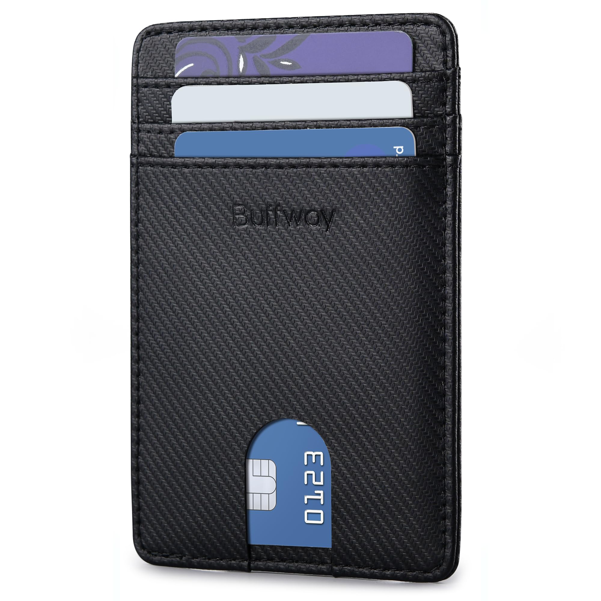 Buffway Mens Slim Wallet, Minimalist Thin Front Pocket Leather Credit Card Holde