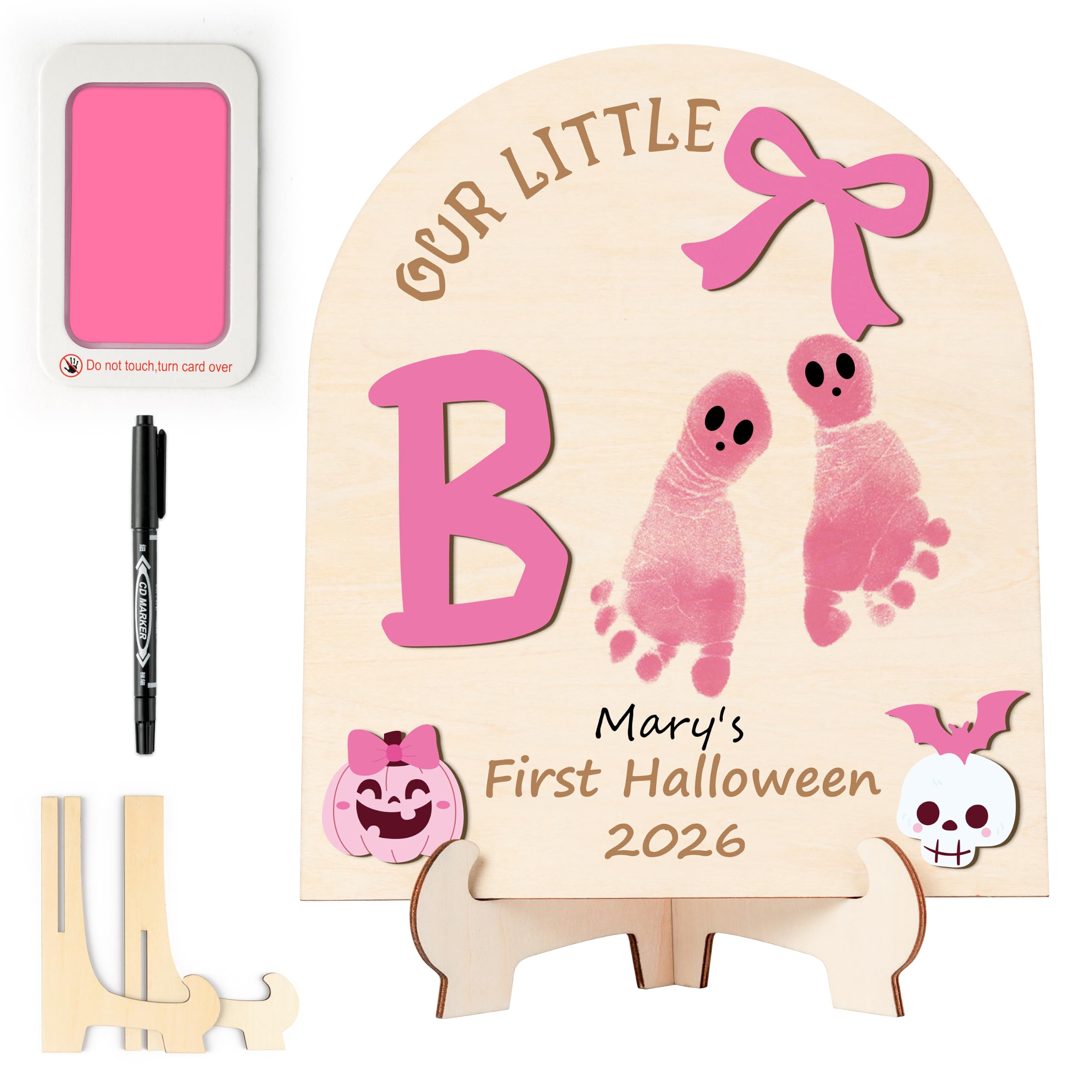 R HORSE DIY Halloween Footprint or Handprint Art Sign with Ink Pad Pen | 3D Pink