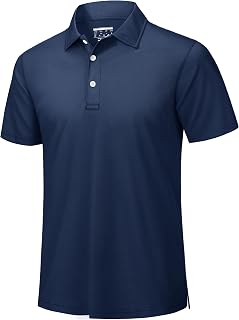 TACVASEN Mens Polo Shirts Short Sleeve Golf Outdoor Shirt Summer Breathable | Quick Dry Lightweight Work Top with Button for Tennis