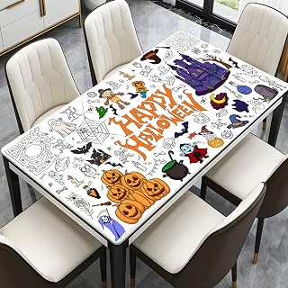 Giant Halloween Coloring Poster - 31 x 72 Inch Large Happy Halloween Coloring Tablecloth, DIY Colorable Table Cover Jumbo Banner Wallpaper Craft for Kids Activities Games Party Favors Supplies Decor