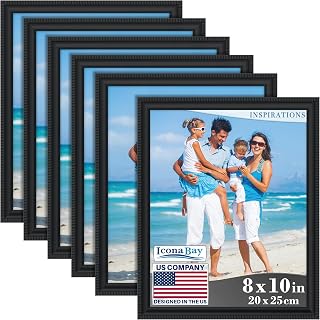 Icona Bay Photo Frames 10x8 (Black, Pack of 6) Beautifully Detailed Mouldings, Photo Frame, Wall Mount or Table Top, Inspirations Collection