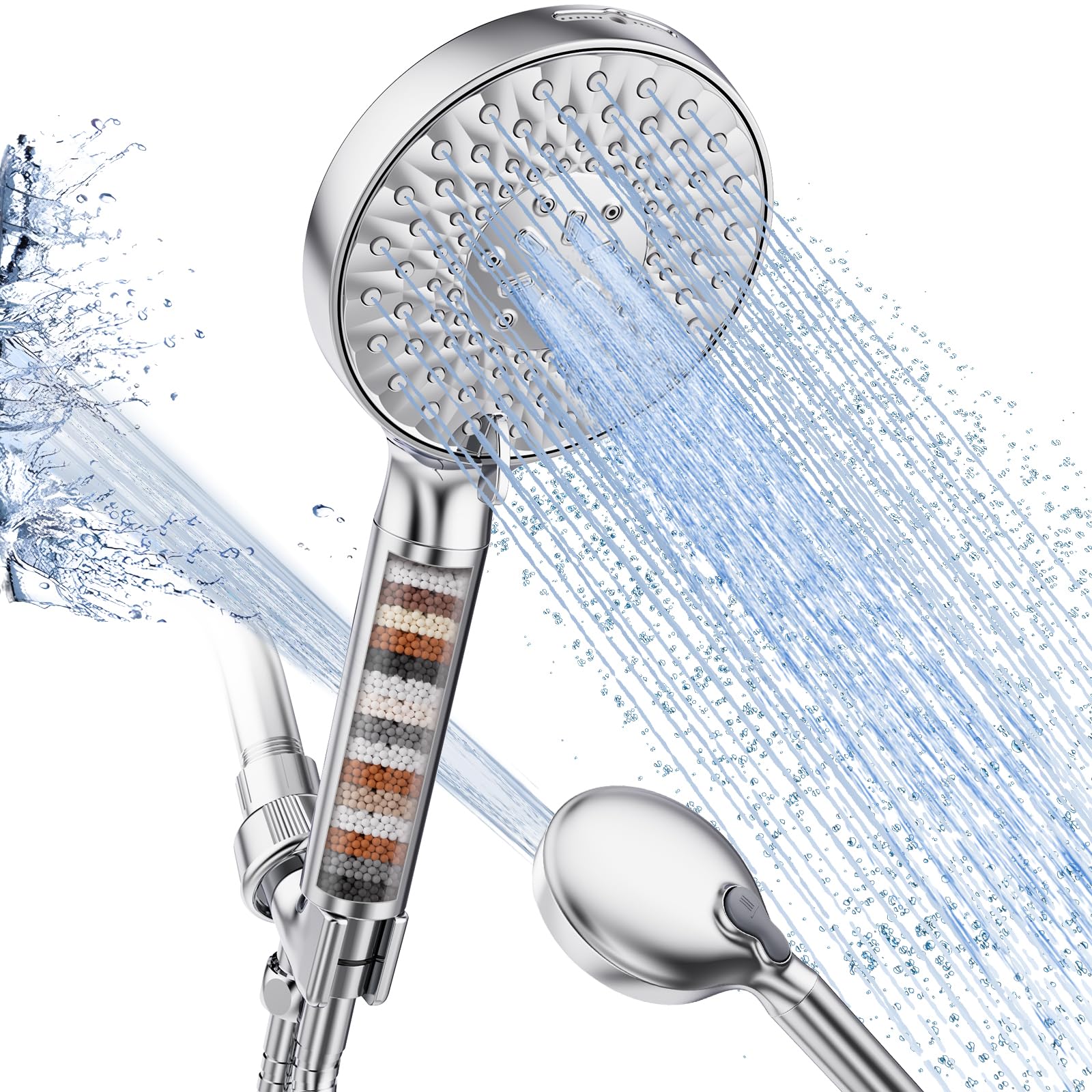 SR SUN RISE Filtered Shower Head with Handheld, High Pressure 9 Spray Mode Chrom