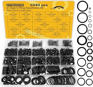 NBRINGO O Ring Assortment Kit, 1040 Pcs 21 Size Metric Rubber Seal Sets | Durable Flexible Orings Storage Case for Sealing Connections in Pressure Washer Auto Faucet Plumbing Hose Garage Tools