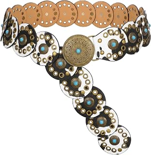 TRIWORKS Women Western Belts Concho Wide Cowgirl Disc Belt