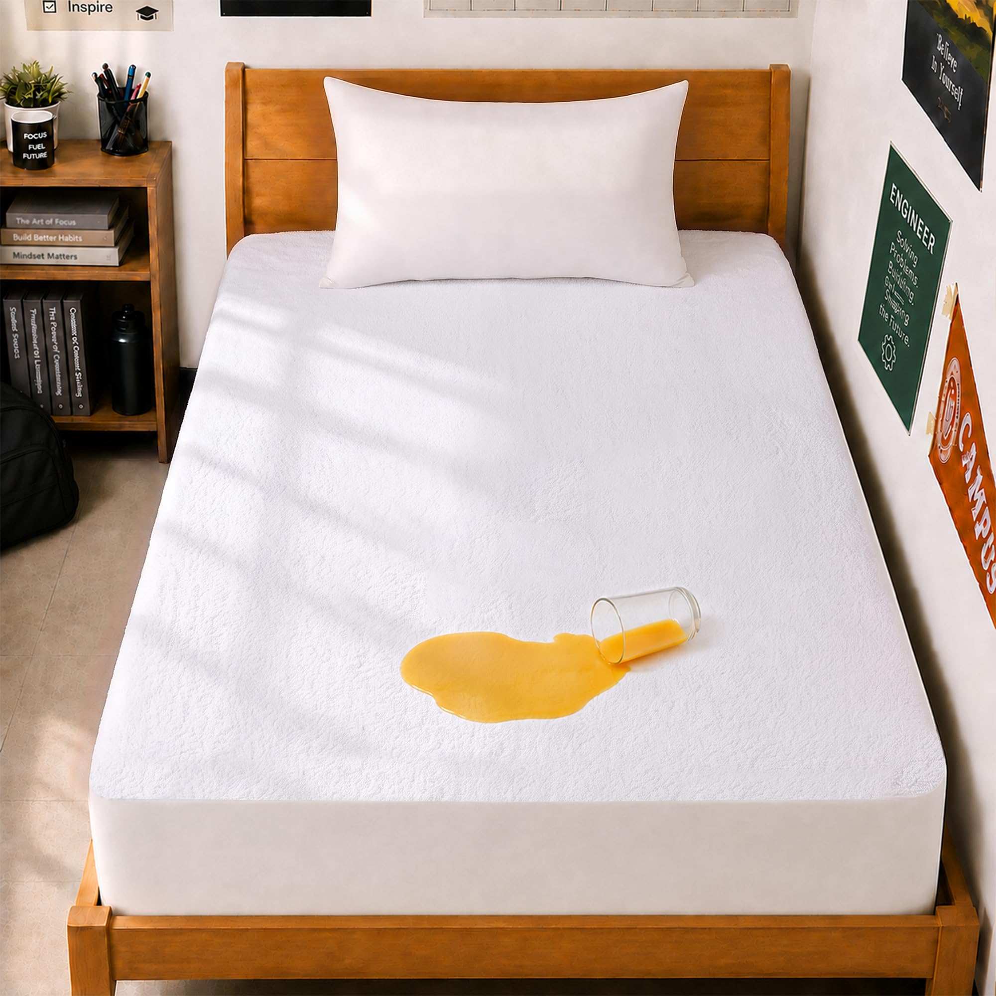 Premium Hypoallergenic Waterproof Mattress Protector - Vinyl Free - Fitted Mattr