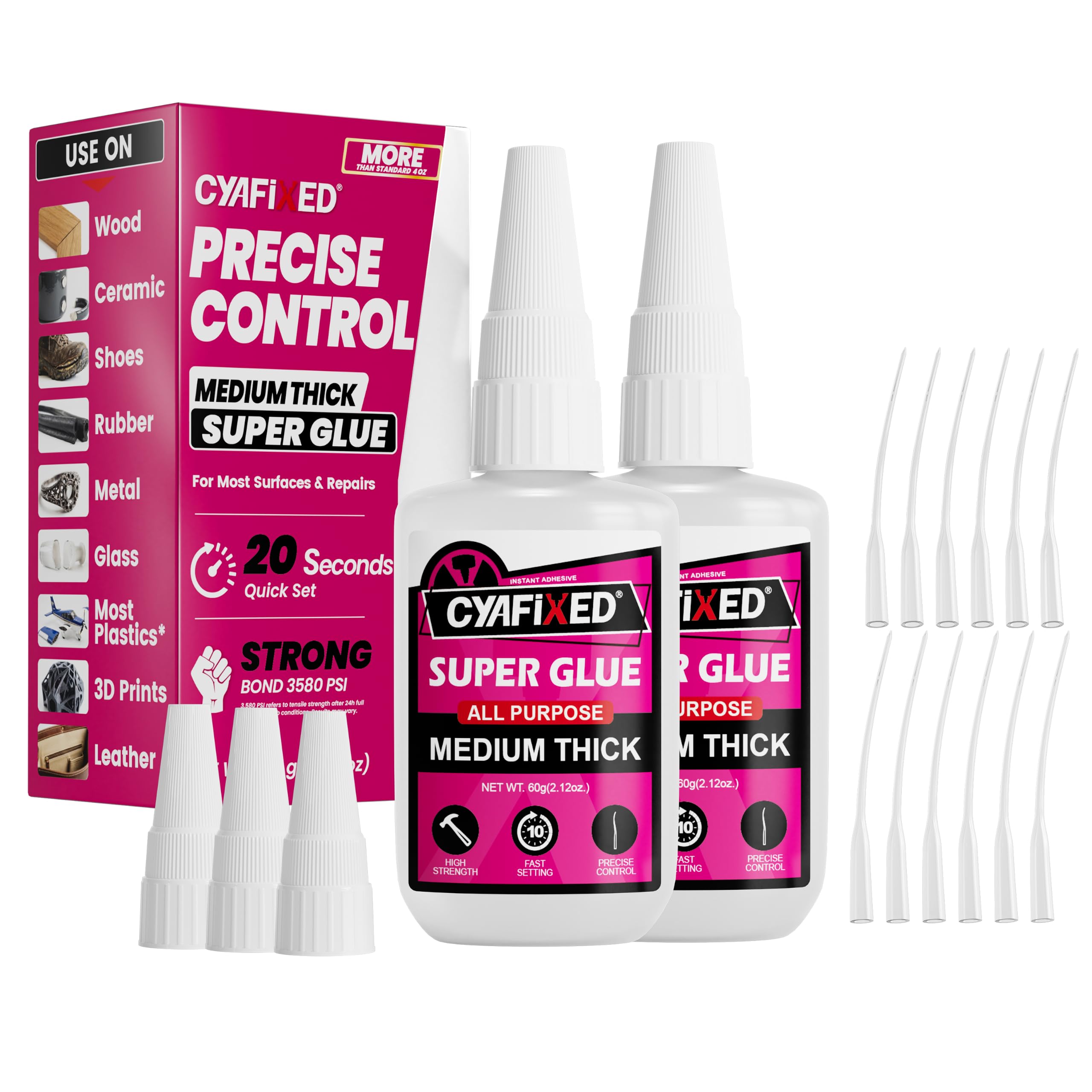 Precise Control Super Glue 120g, Cyanoacrylate CA Glue for Plastic 3D Print | Me