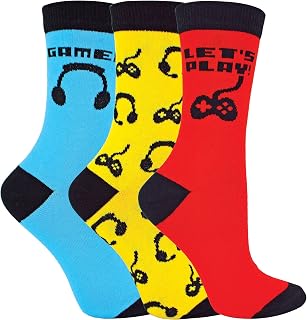 3 Pack Kids Gaming Socks | Sock Snob | Fun Design Novelty Funny Video Gaming Socks for Boys & Girls
