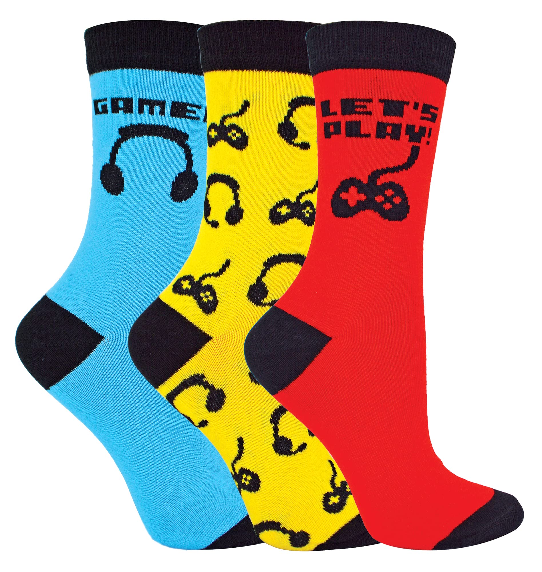 3 Pack Kids Gaming Socks | Sock Snob | Fun Design Novelty Funny Video Gaming Soc