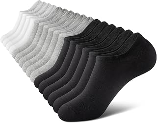 wernies No Show Socks Men, Low Cut Ankle Short Casual Non Slip Socks | Premium Cotton Fabric, Soft Breathable Invisible White Black Gray Socks Men