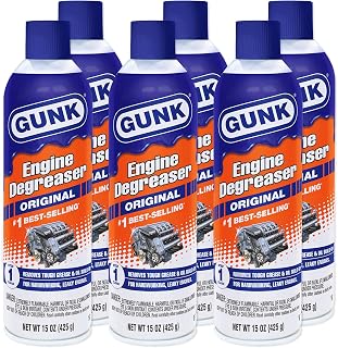 Gunk Engine Degreaser – Original Degreaser Cleaner Spray – Quickly Removes Tough Oil &amp; Grease – Cleans Hardworking Engines – Rinses Easily with Water – 15 oz (Case of 6)