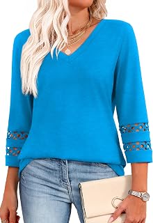XIEERDUO Maniche a 3/4 da donna Top Camicette casual eleganti per le donne 2025 T-shirt con scollo a V alla moda vestiti estivi