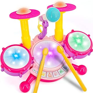 Pink Drum Set for Girls – Kids Musical Instrument Kit