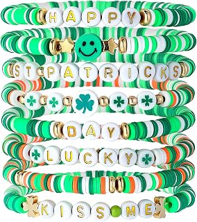 4th of July St.Patrick's Easter LGBTQ Beads Stretch Clay Bracelets for Women Men Teen Girls
