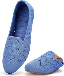 poemlady Women's Ballet Flats Slip On Knit Soft Round Toe Dress Shoes