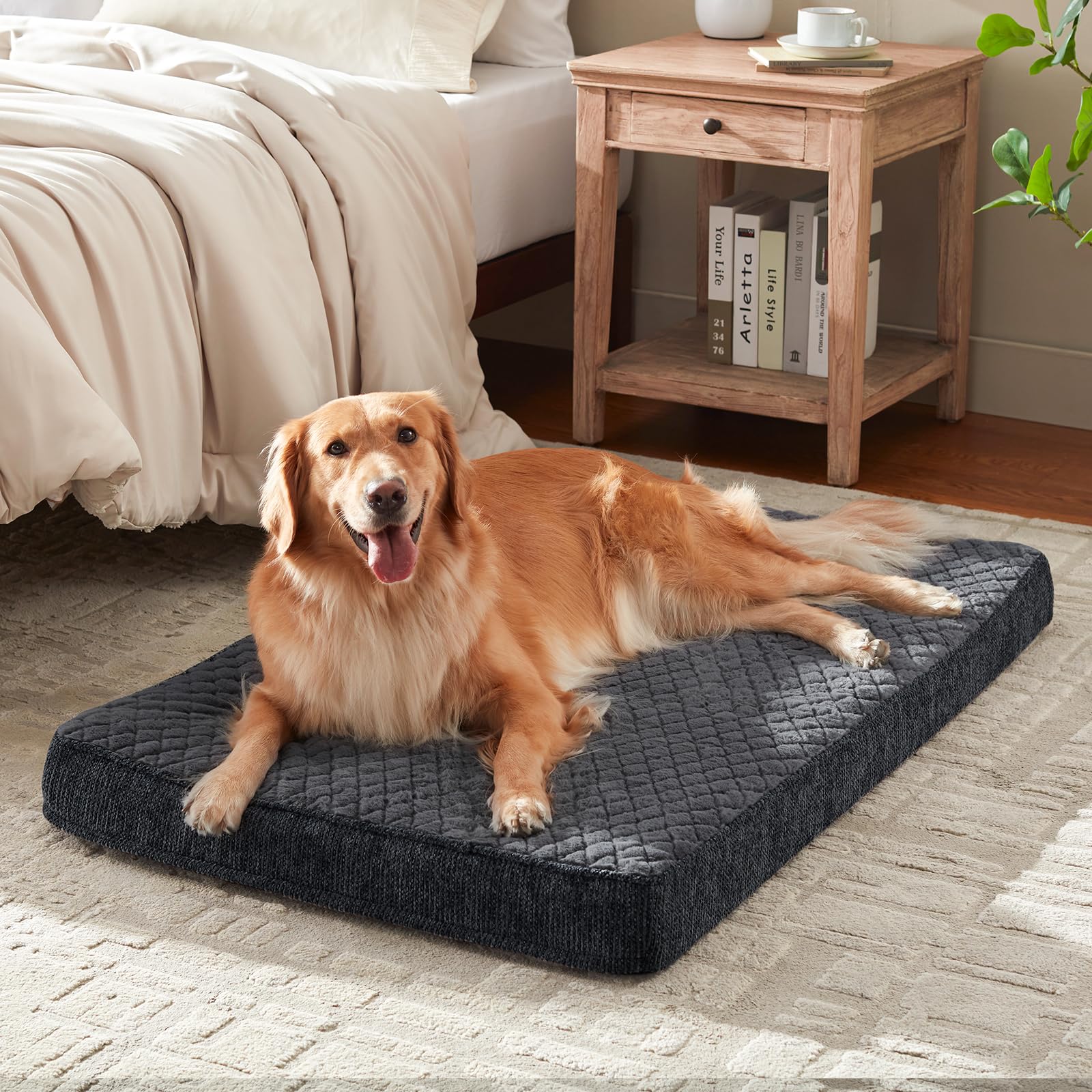 JOEJOY Extra Large Orthopedic Dog Bed, XL Dog Crate Bed Washable and Dog Mat Mat