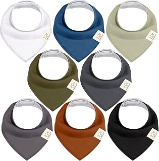 KeaBabies 8pk Organic Baby Bandana Bibs for Drooling and Teething, Basics | 100% Cotton, Soft Absorbent Baby Drool Bibs for Girls, Boys, Triangle Baby Bibs for Newborn, Infant 0-36 Months