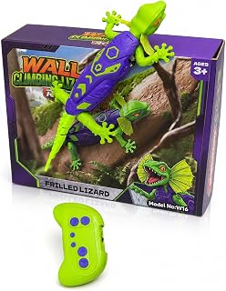 Kikapabi RC Wall Climbing Gecko Toy, 2.4GHz Remote Control LED Glowing Eyes Lizard 360° Rotating Crawls on Floor Ceiling Funny Prank Game Halloween Birthday for Kids Ages 4-12, Green