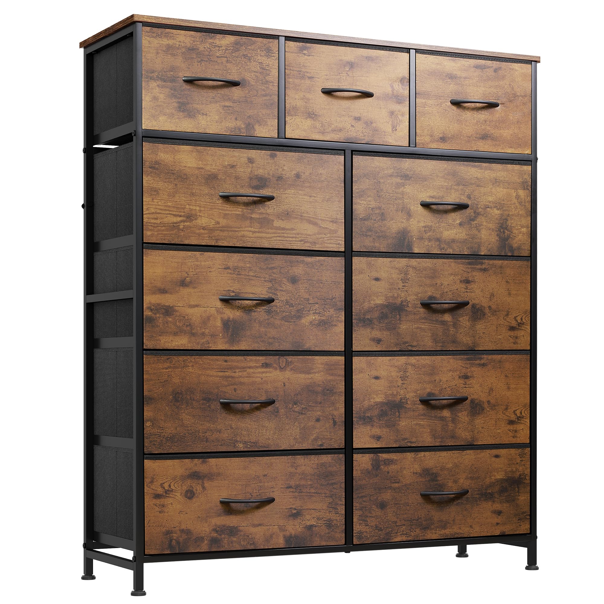WLIVE Tall Dresser for Bedroom, 11 Drawer Chest of Drawers, Rustic Brown | 11 fa