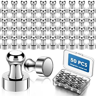 Kimsky Pack of 50 Magnets for Magnetic Board - Magnets Strong with Storage Box Cone Magnets Neodymium Magnet Extra Strong Mini Magnets with Handle for Magnetic Board/Whiteboard/Refrigerator/Office