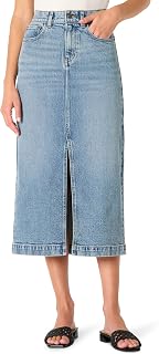 Amazon Essentials Women's Regular-Fit High-Rise Long Jean Skirt with Slight A-line Silhouette, 5 Pocket Styling