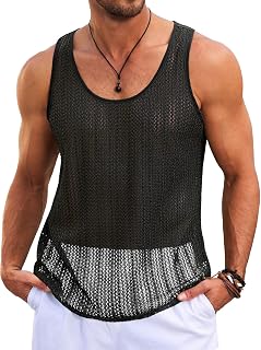 Runcati Canotte da uomo senza maniche in maglia casual traforata