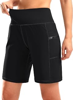 G Gradual High Waisted Bermuda Shorts for Women 9 Inches with Zipper Pockets Athletic Workout Shorts Long Knee Length