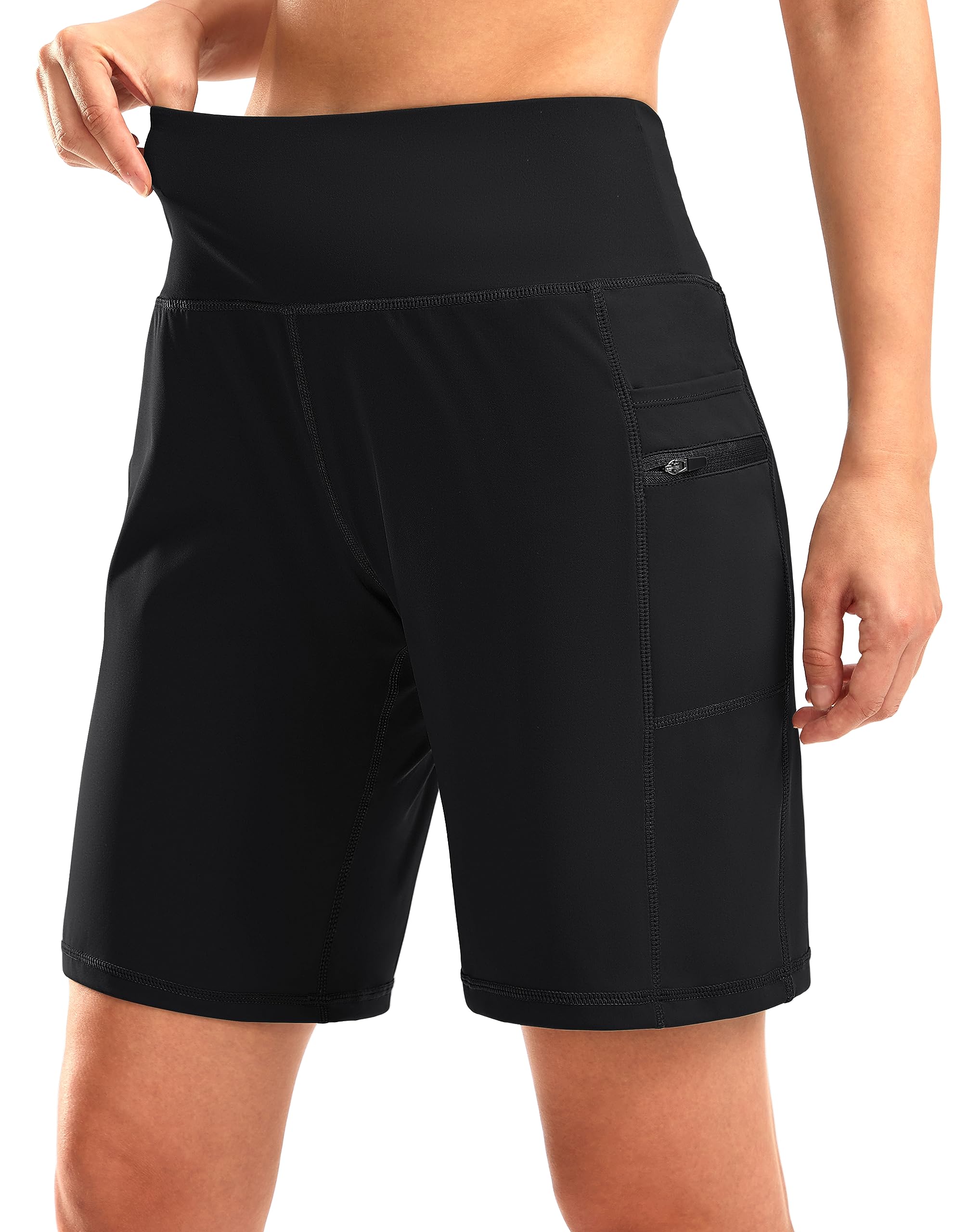 G Gradual High Waisted Bermuda Shorts for Women 9 Inches with Zipper Pockets Ath