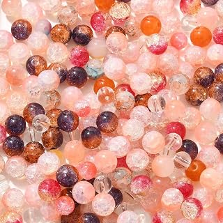 50g Assorted Round Mixed Style Glass Beads Crystal Beads for DIY Earring Bracelet Necklace Jewelry Crafts Supplies 8-10mm Light Salmon