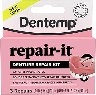 Dentemp Repair Kit - Repair-It Advanced Formula Denture Repair Kit - Denture Repair Kit Repairs Broken Dentures - Denture Repair to Mend Cracks & Replace Loose Teeth