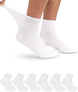 OCERA 6 Pairs Diabetic Cotton Short Shaft Socks - Women & Men, Vein Friendly, Elastic & Comfortable Without Rubber Print