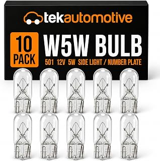 Tek Automotive 501 W5W Bulb 12V 5W Capless Side Light Bulbs - 10 Pack