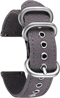 BINLUN Canvas Watch Bands Replacement Sail Cloth Cotton Fabric Watch Straps Soft Quick Release Watchbands in Black Khaki Army Green Blue with Black/Silver Buckle for Men Women 18/20/22/24mm