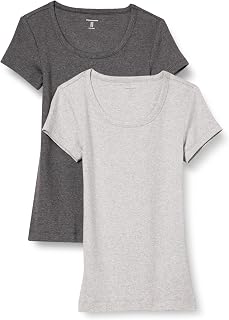 Amazon Essentials Women's Slim-Fit Cap-Sleeve Scoop Neck T-Shirt, Pack of 2
