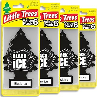 LITTLE TREES Car Air Freshener | Hanging Tree Provides Long Lasting Scent for Auto and Home | 24 Air Fresheners |Black Ice