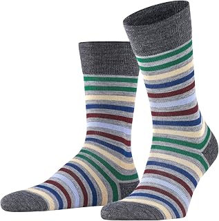 FALKE Men's Tinted Stripe Socks Breathable Climate-Regulating Odour-Neutralising Wool Cotton Patterned All-Rounder Warm For Dress Casual Business Looks 1 Pair