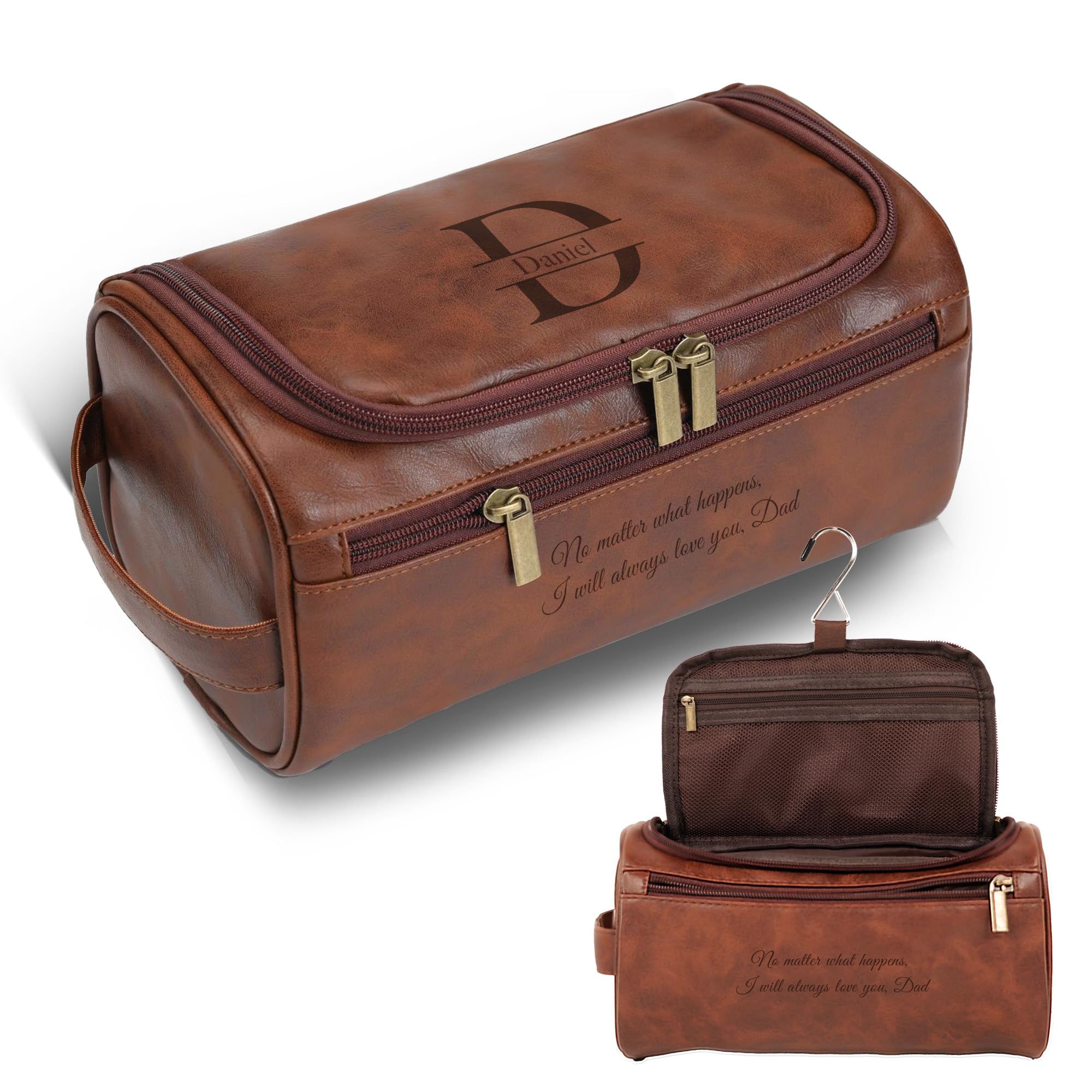 Easycosy Gifts for Men Him Personalised Mens Toiletry Bags Leather Wash Bag | Wa