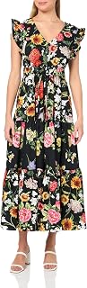 Anne Klein Drawstring Waist Maxi with Ruffle SLVS Women's Dress (Pack of 1)