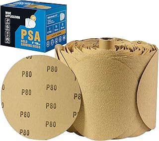 S SATC 100 PCS PSA Sanding Discs 6 Inch Adhesive Backed Sandpaper 80 Grit Sander Attachment for Drill Self Stick Aluminum Oxide Round Automotive Sandpaper with Sticky Back