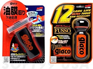 SOFT99 Glaco Compound Roll On 100ml &amp; Ultra Glaco 70ml Bundle Pack | Bundle includes glass polish/cleaner + 12-month water-beading coating. Streak-free, crystal-clear glass.