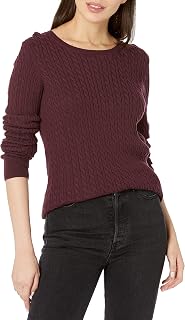 Amazon Essentials Women's Lightweight Cable Knit Long Sleeve Sweater