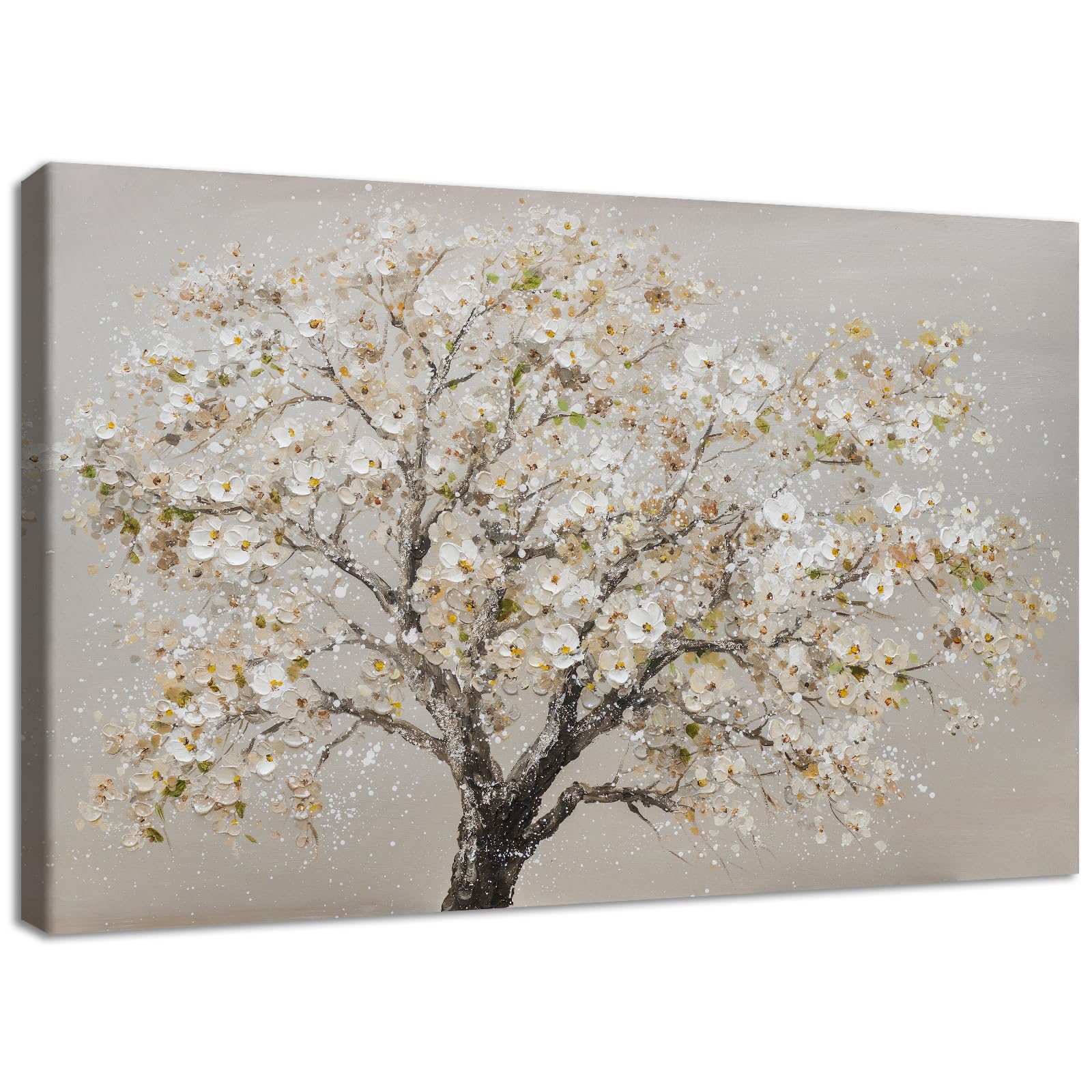 Wooden Framed Canvas Wall Art Blossom Cerasus Tree Painting Poster Gallery Wrapp