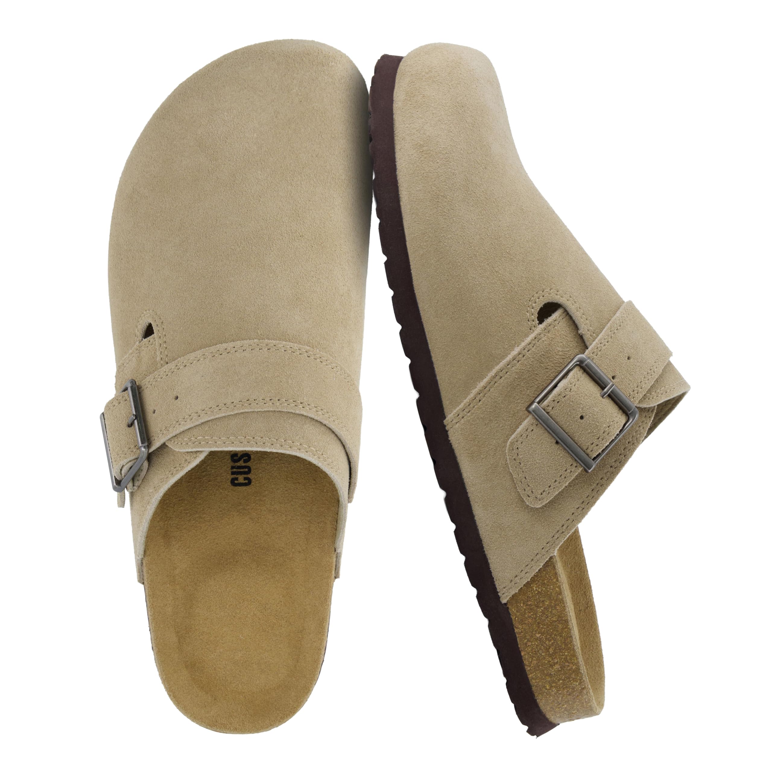 CUSHIONAIRE Hugo - Zoccoli da uomo in vera pelle scamosciata, comodi slip on con