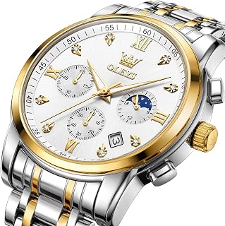 OLEVS Men's Watch Business Casual Chronograph Date Quartz Stainless Steel Waterproof Luminous Men Watches