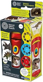 Natural History Museum Dinosaur Torch and Projector for Kids – 2-in-1 LED Torch with 24 Dinosaur Image Slides – Educational STEM Toy Gift for Boys & Girls Ages 3+ – Batteries Included