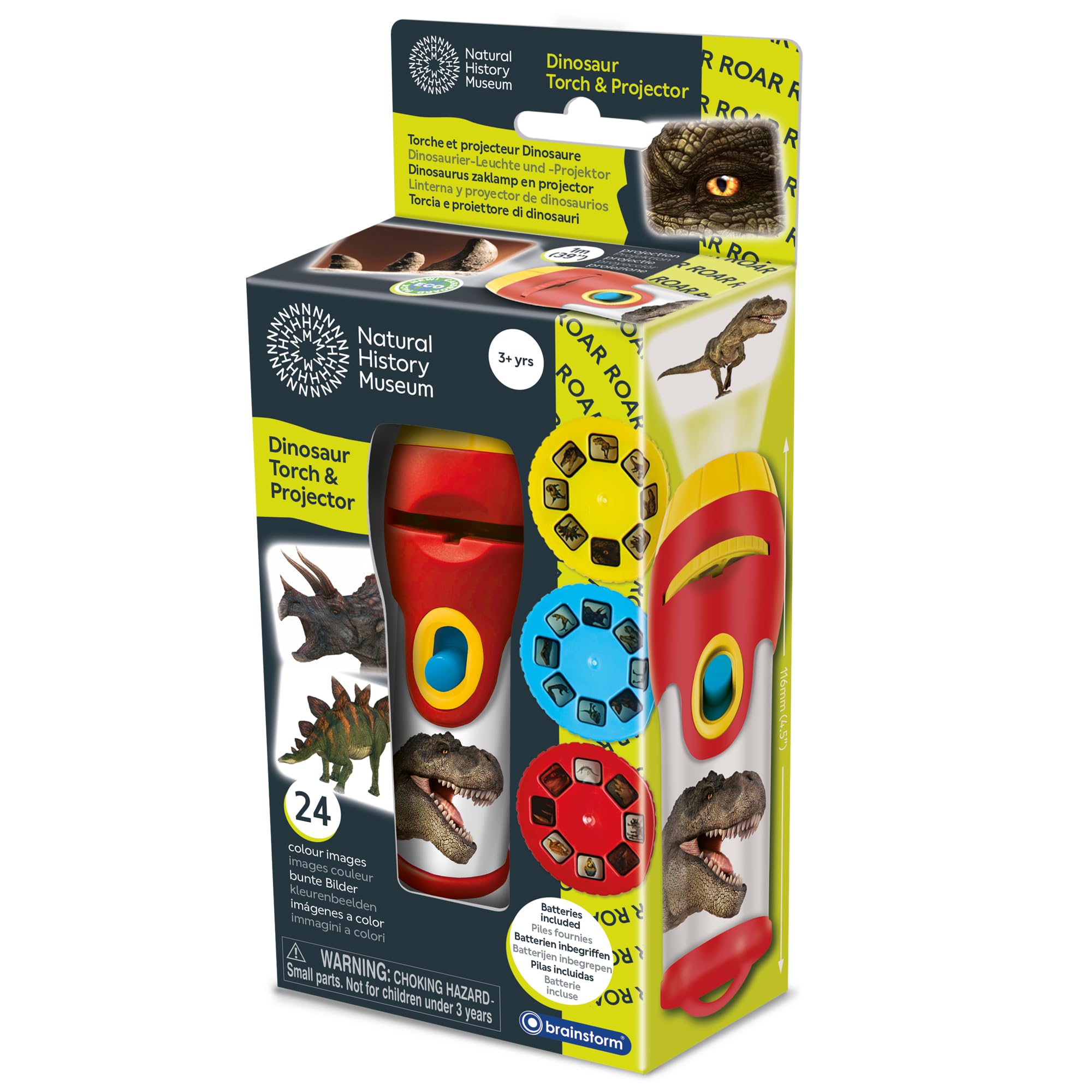 Natural History Museum Dinosaur Torch and Projector for Kids – 2-in-1 LED Torch 