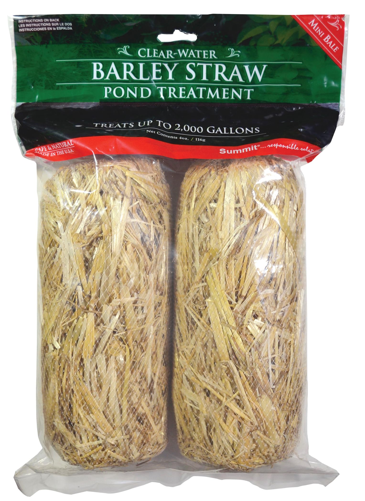 Summit Clear-Water Barley Straw Pond Treatment, 2-Pack, Treats upto 2000 Gallons