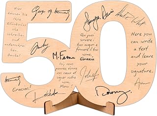 CUBIBOO ART Number Wood 50th Birthday Women, Men - 50th Anniversary Gold Weddings - 50th Anniversary Gold Wedding - 50th Birthday Gifts Women